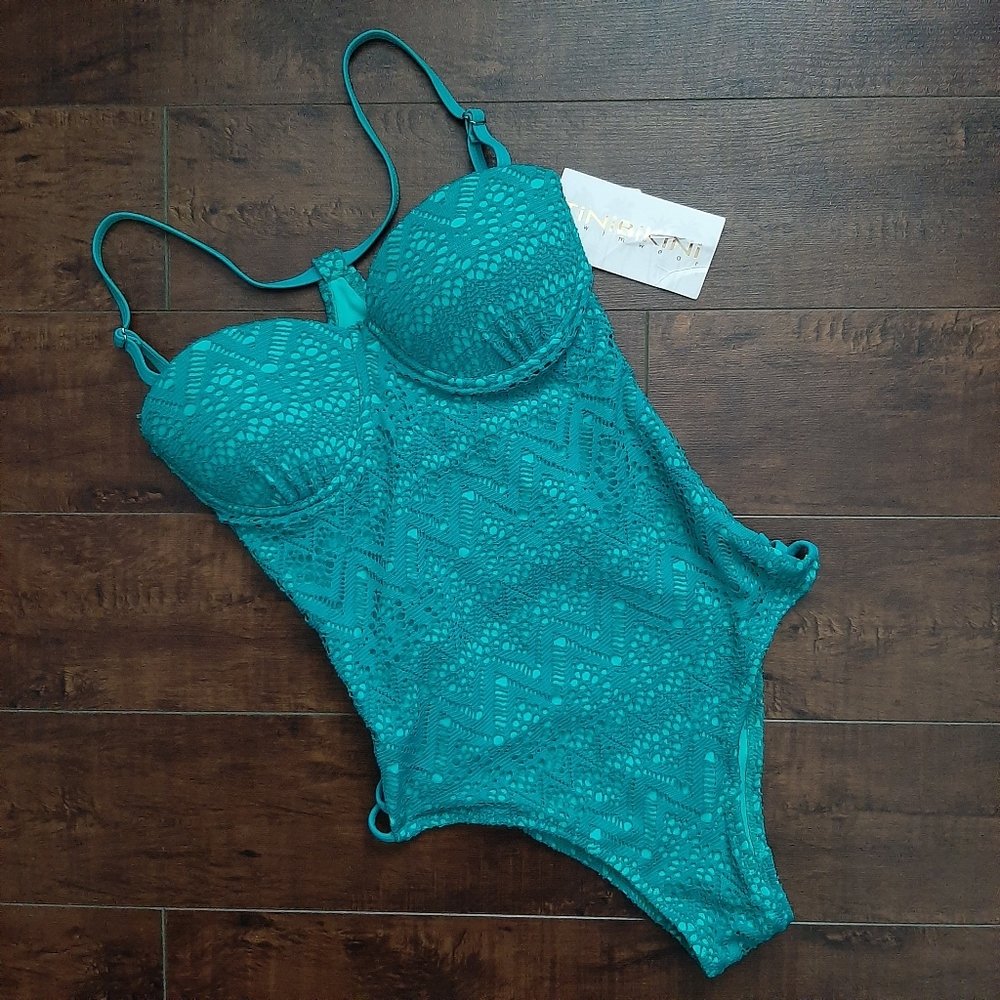 COPY - TiniBikini Cut Out Jade Swimsuit NWT Size …